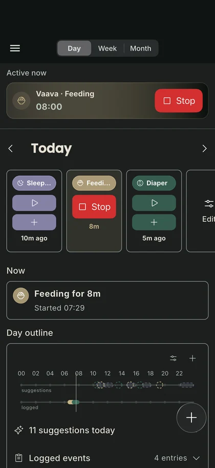 Vaava day view home screen