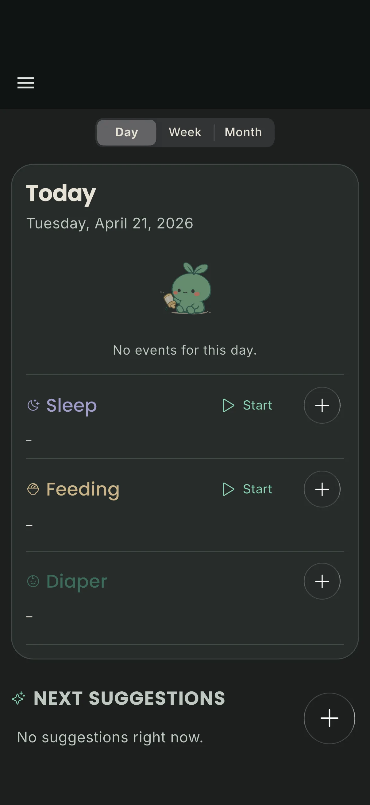 Vaavas tomma dagsvy för hemskärmen